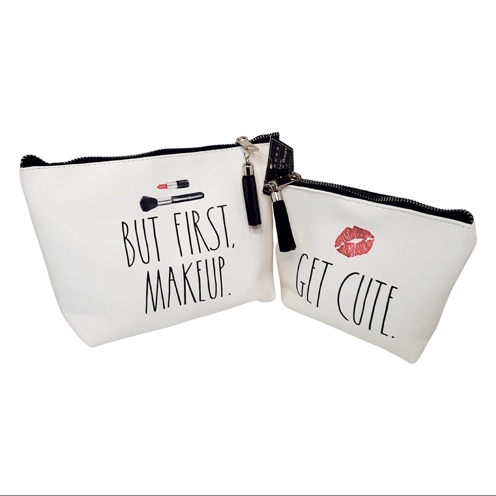RAE DUNN Cosmetic Bags But First Make Up Get Cute NWT - Picture 6 of 6